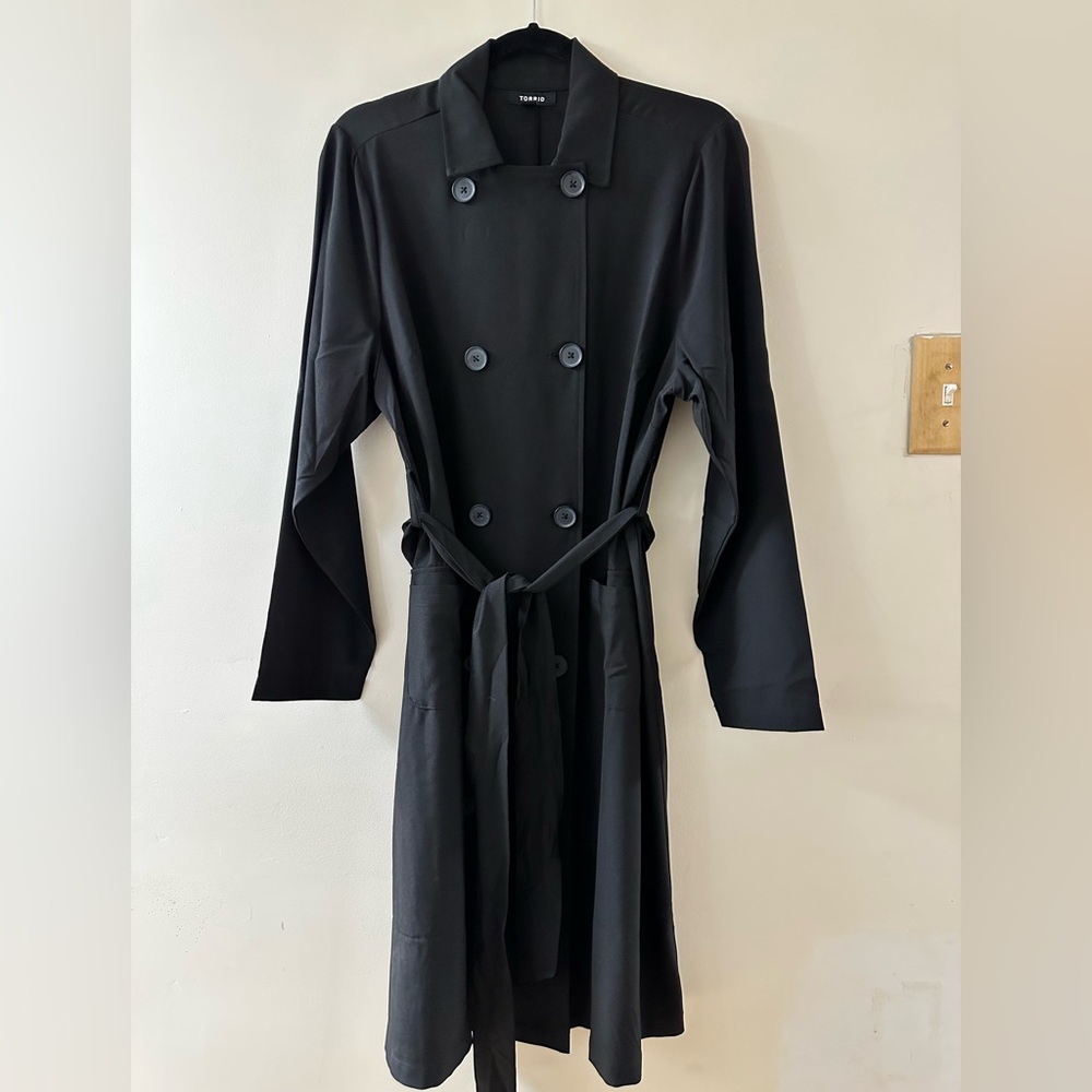 Elegant Black Double-Breasted Trench Jacket